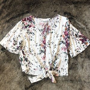 LUQ Rhee Tie Front Top - floral